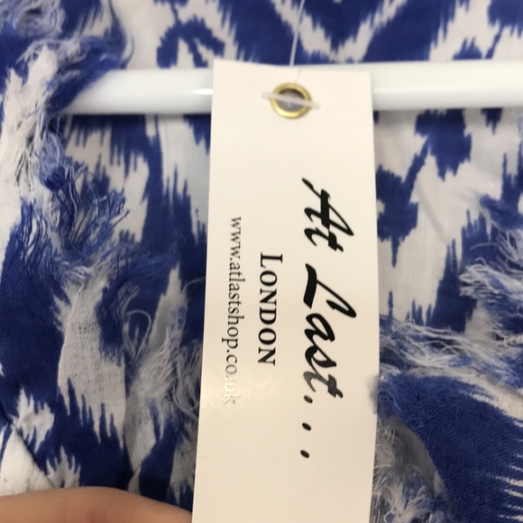 NWT At Last Cotton Annabel Maxi Dress in Blue & White Ikat - Picture 9 of 10